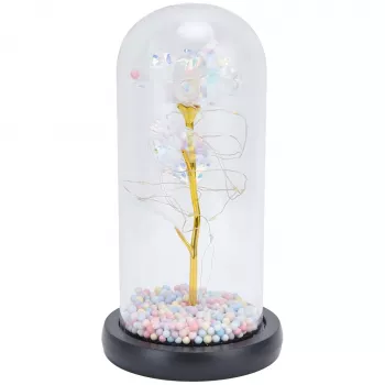Rosa eterna in vetro Extralink Home, luce LED bianca