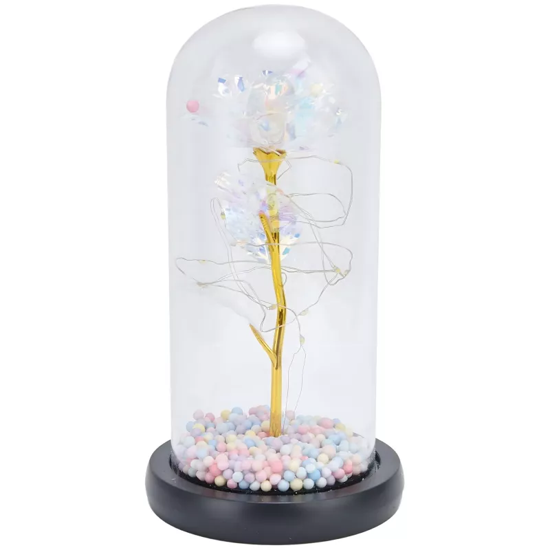 Rosa eterna in vetro Extralink Home, luce LED bianca