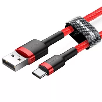 Cavo USB 2.0 A a USB-C Baseus CATKLF-B09 1m QC3.0 treccia in nylon rosso, ricarica rapida e sincronizzazione dati