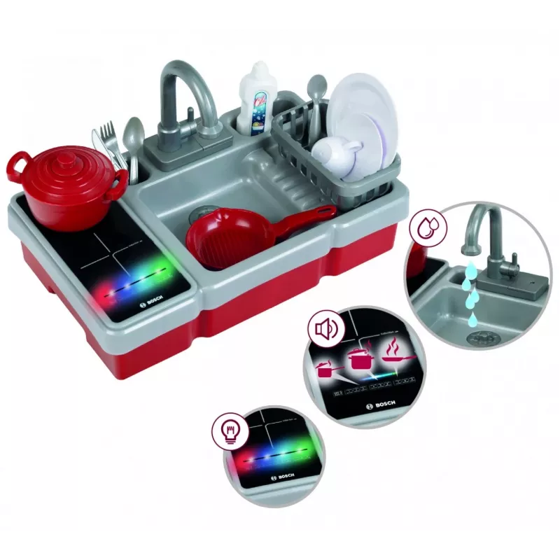 Lavandino giocattolo con funzione acqua e luce KLEIN modello 7110 — accessorio cucina giocattolo per bambini