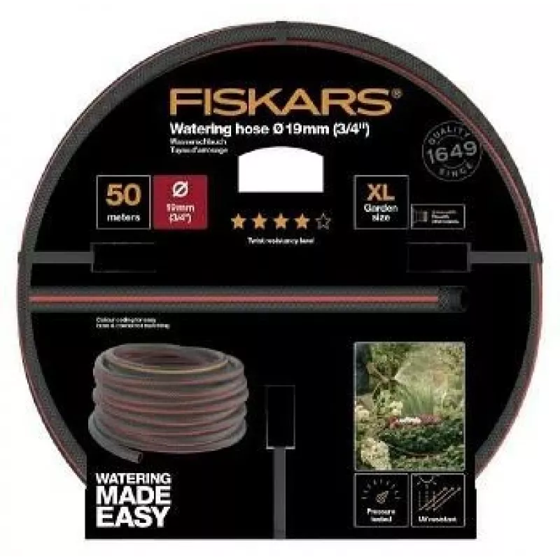 Tubo da giardino Fiskars 1027111 50 m fuori terra nero rosso