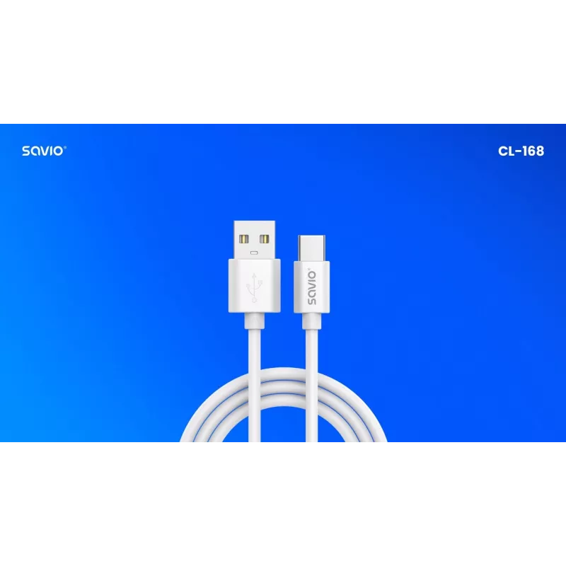 Cavo USB 2.0 SAVIO CL-168, USB A (connettore maschio) a USB C (connettore maschio), 3 m, bianco