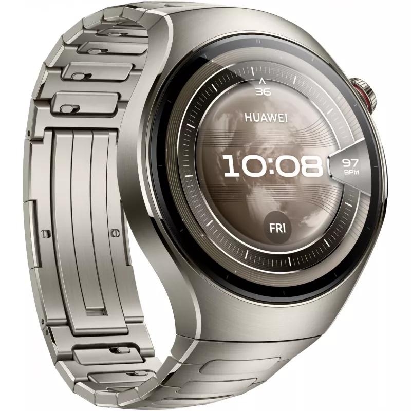 Smartwatch HUAWEI WATCH 5, 1,5 inch AMOLED, 466×466, 46 mm cassa in titanio, Wi‑Fi, GPS, argento