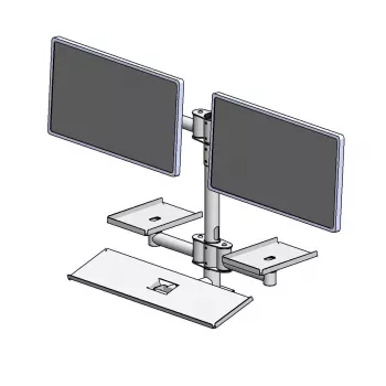 Asta per montaggio a parete con due bracci di montaggio di soluzioni ergonomiche, modello EET063-02