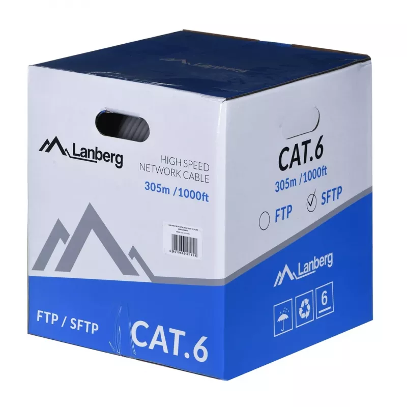 Cavo di rete LANBERG Cat6 SFTP LCS6-11CU-0305-S, 305 m, 23 AWG, grigio, guaina PVC