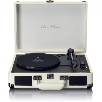 Giradischi a trasmissione a cinghia Lenco TT-115CR crema — giradischi valigetta, registrazione USB, Bluetooth 5.0, 33/45/78 giri/min