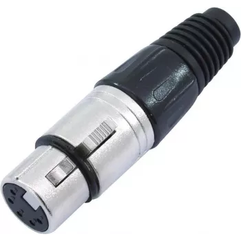 Connettore XLR a 5 poli Omnitronic 30208425, nero, connettore femmina a incasso/a filo a 5 poli