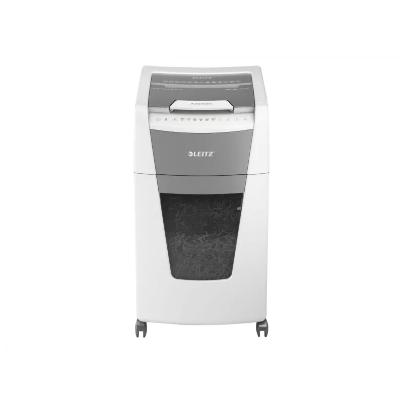 Leitz IQ Autofeed Office 300 distruggidocumenti automatico P4, taglio a croce, 22 cm, 4 x 30 mm, 60 L, 500 fogli, 55 dB