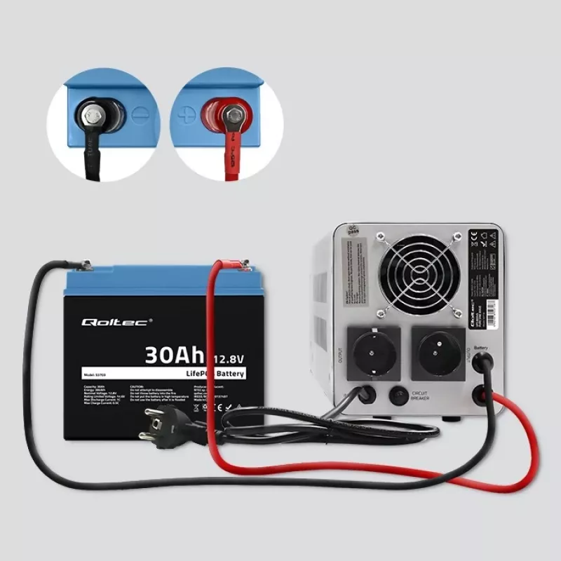 Batteria ricaricabile LiFePO4 QOLTEC 12,8V 30Ah 384Wh con BMS
