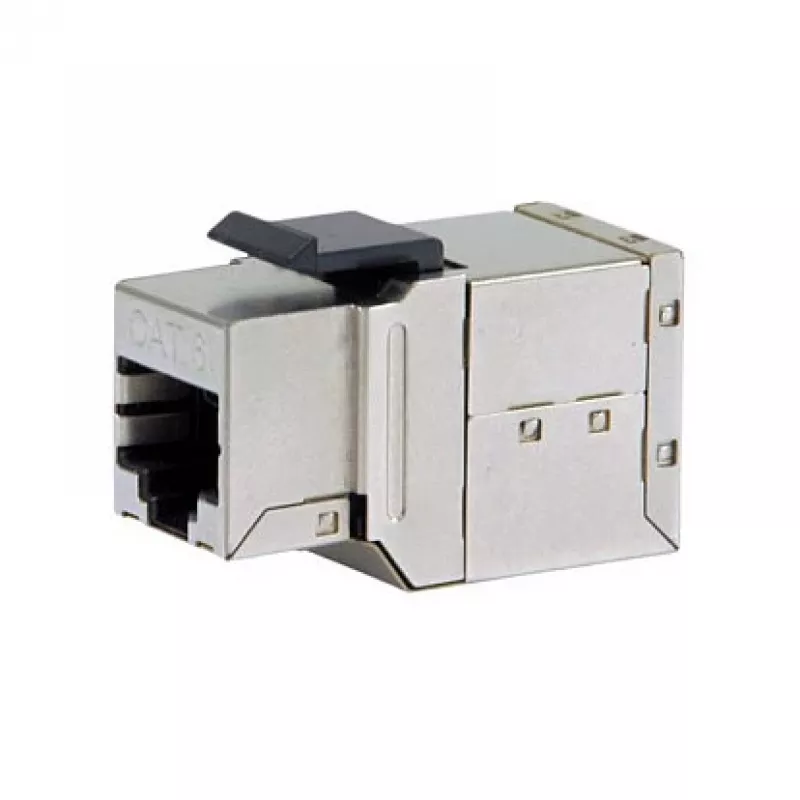 Giunto inline Keystone Cat6 schermato set da 8, EQUIP — formato piatto, RJ-45, 17×35,5×24,4 mm, argento