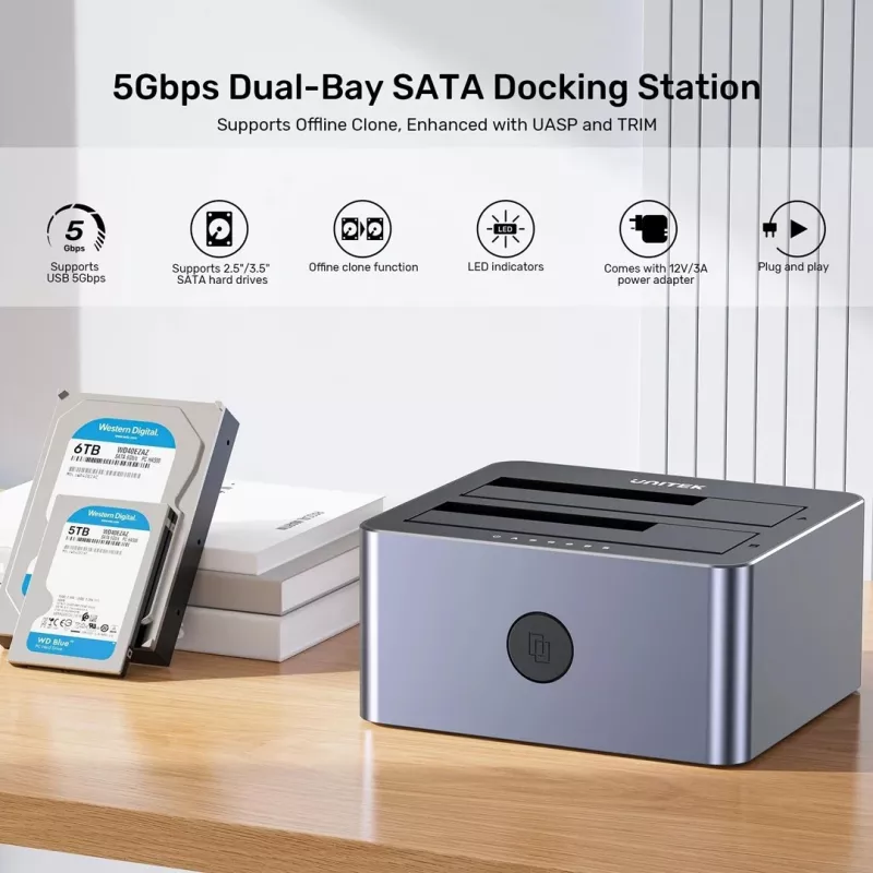 Unitek Stazione di clonazione 2X SATA 2,5/3,5 USB 5GB