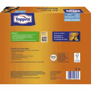 Carta da forno Toppits per friggitrice ad aria (12x20 cm)