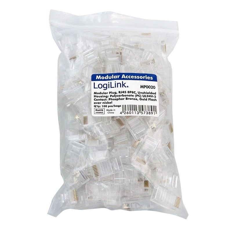 Connettore maschio RJ45 LogiLink MP0020 trasparente