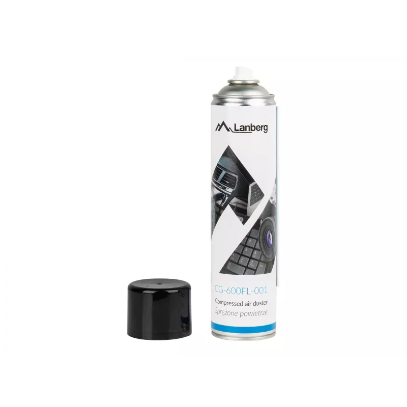Spray ad aria compressa LANBERG CG-600FL-001 — 600 ml, per la pulizia del PC, nero/blu/bianco