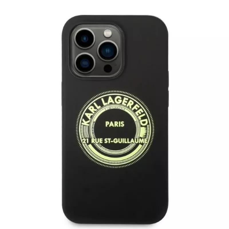 Karl Lagerfeld Soft Cover Silicone RSG Black per Apple iPhone 14 Pro KLHCP14LSRSGRCK