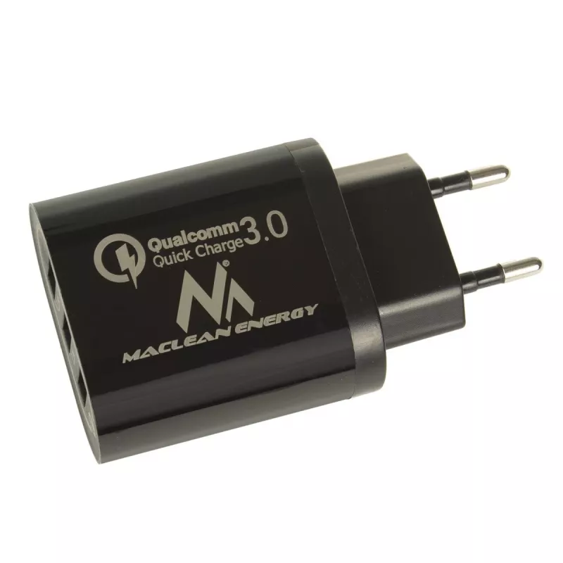 Caricabatterie da parete USB MACLEAN MCE479B — 3 porte USB, 18W di potenza totale, compatto
