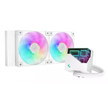 Dissipatore a liquido All-in-One DeepCool LT240 White — radiatore da 240 mm, 2 ventole PWM da 120 mm (600–2400 giri/min), tubi da 41 cm, per LGA1150
