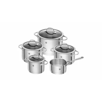ZWILLING Essence set di pentole in acciaio inox 5 pezzi con coperchi in vetro