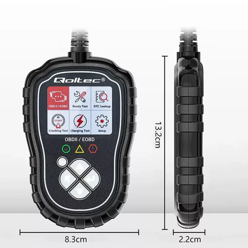 Tester diagnostico OBDII QOLTEC ProLine 50685 — scanner OBD-II per auto per sistemi 8V/25V