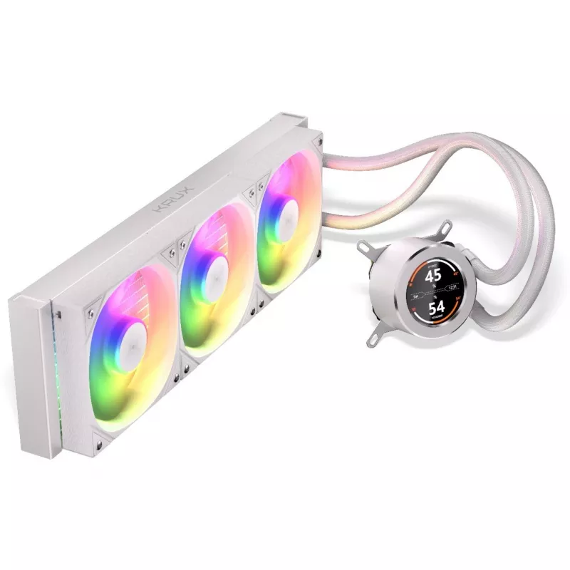 KRUX HydroGlance 360 ARGB dissipatore a liquido AIO con LCD, 360 mm, bianco