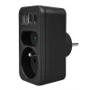 Power splitter MACLEAN MCE249 F/B – 2 prese AC (16A + 6A) con 2×USB-A e 2×USB-C PD 20W, spina EU, nero