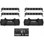 EUROLITE set barre LED 4x LED BAR-6 QCL RGBW con 2 soft-bag e controller