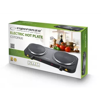 Piano cottura elettrico da tavolo ESPERANZA EKH010K — 2 zone nero, 155 mm, 2000 W, manopola