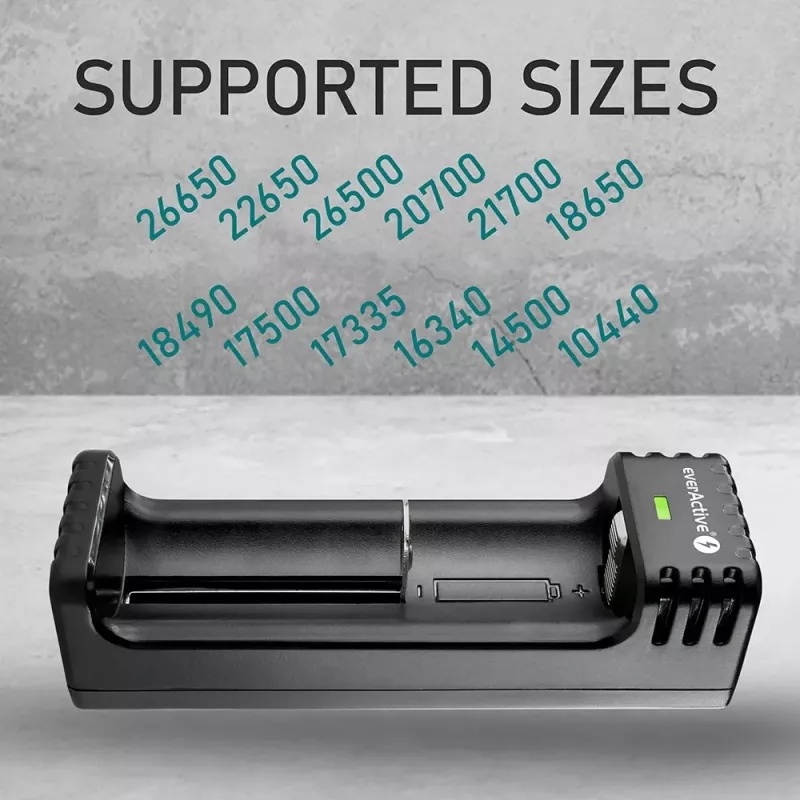 Caricabatterie everActive LC100C USB‑C per celle Li‑Ione, ingresso USB‑C, modello LC100C