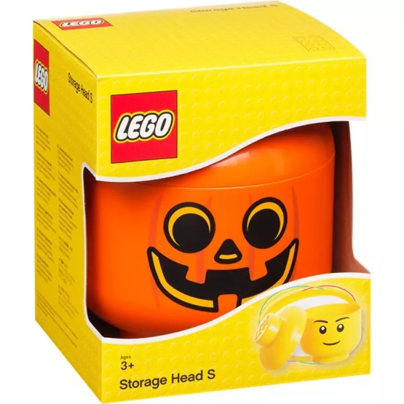 LEGO Storage Head zucca, piccolo, scatola contenitore arancione/nero