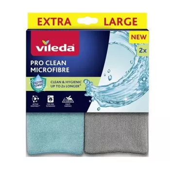 Panno per la pulizia VILEDA Pro Clean universale con enzimi attivi, grigio, confezione da 2, lavabile in lavatrice