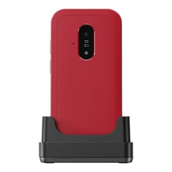 Feature-Phone Doro Leva E22 cellulare a conchiglia, display 2,8 pollici (7,11 cm), Single SIM, fotocamera 0,3 MP, 1150 mAh, 127,8 g, rosso/bianco