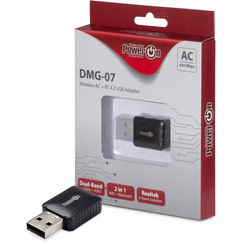 Inter-Tech DMG-07 – wireless – USB – WLAN / Bluetooth – Wi-Fi 5 (802.11ac) – 650 Mbit/s – nero (88888146)