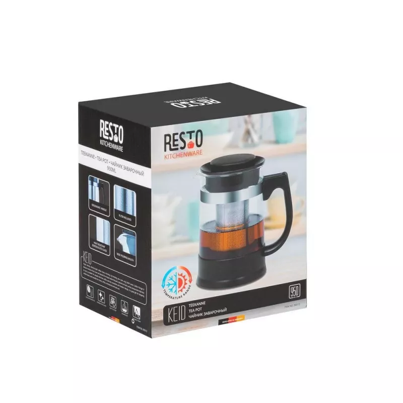Resto Kitchenware 90512 teiera singola 950 ml nero, trasparente