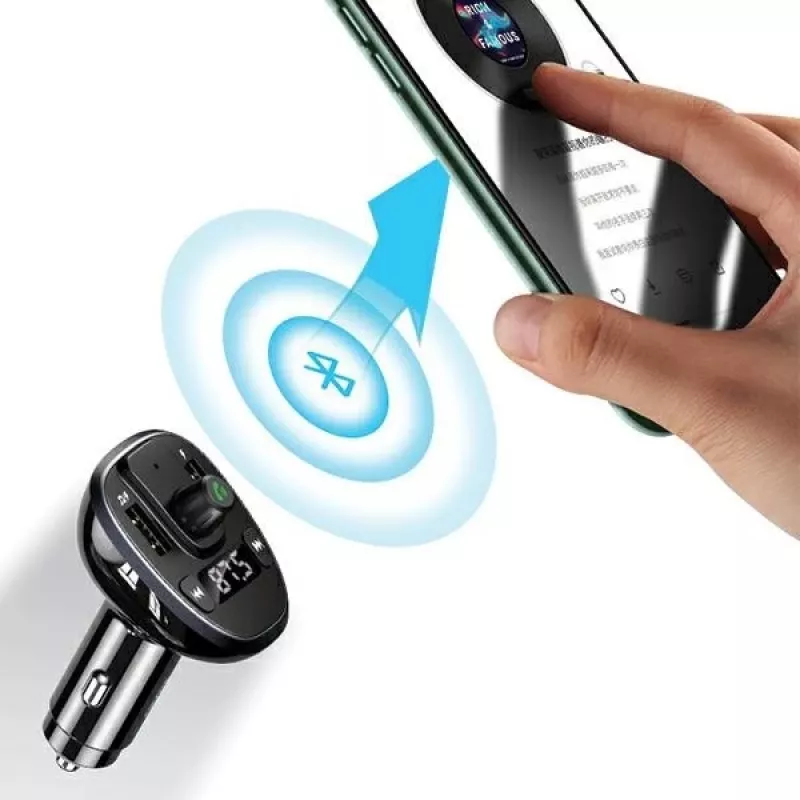 USAMS US-CC115 C21 Trasmettitore FM per auto con caricabatterie USB doppio, Bluetooth 5.0, 3,4 A, nero