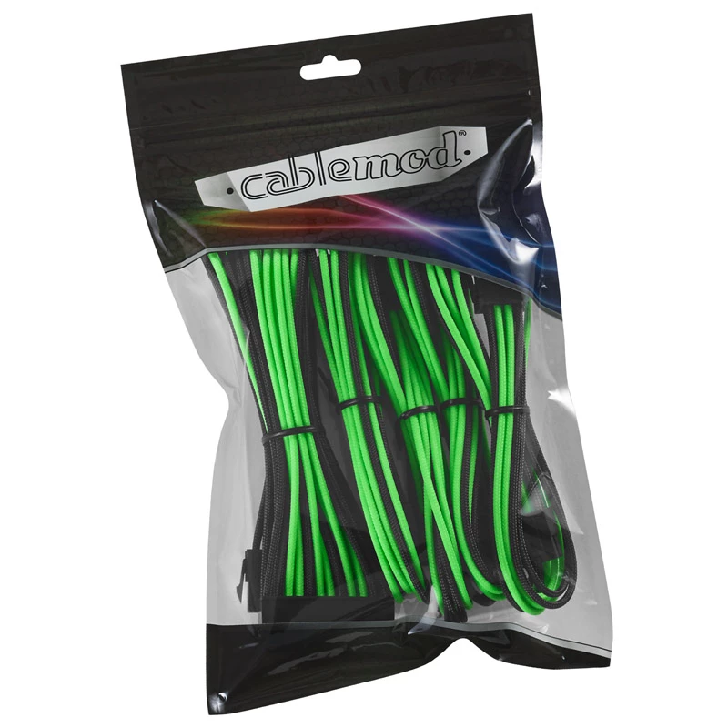 Set prolunga cavi CableMod CM-CAB-CKIT-N86KKLG-R — prolunghe di alimentazione 8+6 pin, nero/verde