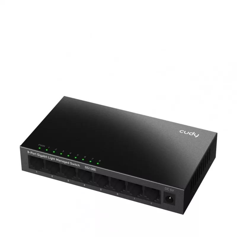 Switch managed Cudy GS108E 8 porte Gigabit Ethernet, 8x 10/100/1000 Mbps, case in metallo, switching 16 Gbps, IGMP & DHCP Snooping
