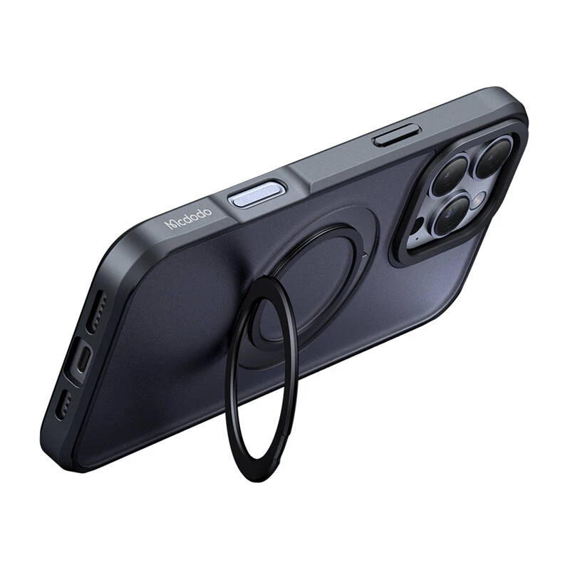 Custodia protettiva con MagSafe McDodo PC-4933 per iPhone 16 Pro Max con supporto integrato, nero