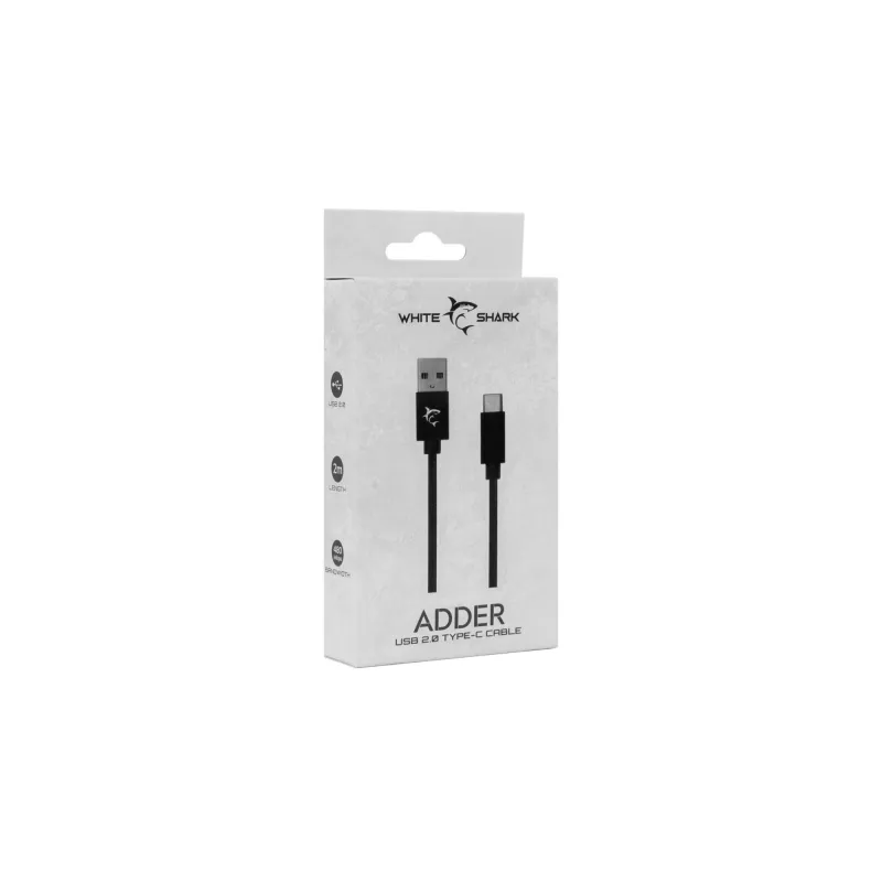 Cavo USB-a-USB-C White Shark Adder 2 m – cavo di ricarica e trasferimento dati, bianco