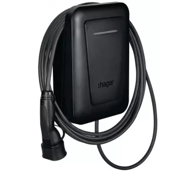 Stazione di ricarica EV a parete Hager witty one 11 kW a 3 fasi con RFID, Bluetooth e cavo Tipo 2 da 4,5 m