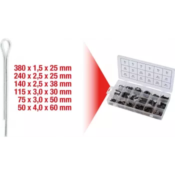 Set di coppiglie ks tools 1000 pezzi 970.0330 — assortimento con 1000 coppiglie di sicurezza
