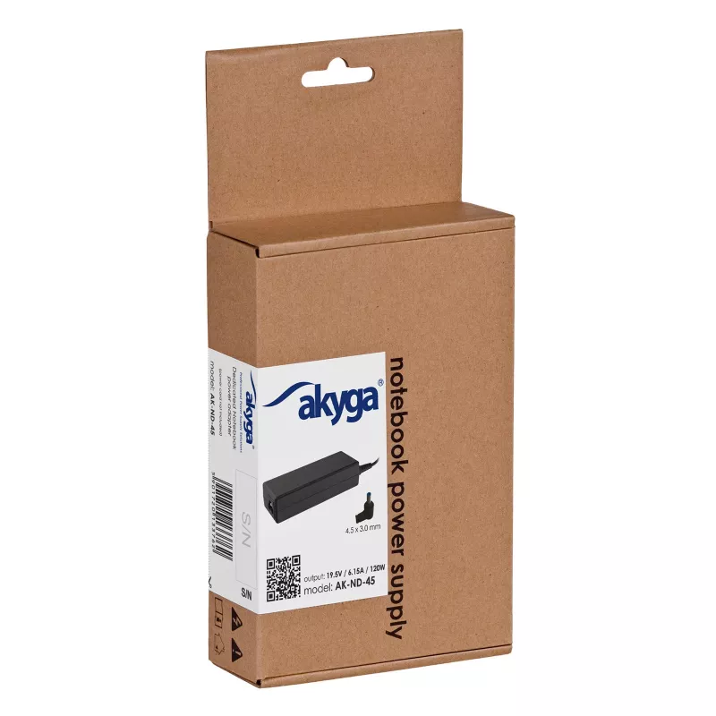 Akyga AK-ND-45 alimentatore per notebook HP, 120 W, 19,5 V / 6,15 A, 4,5 x 3,0 mm con pin