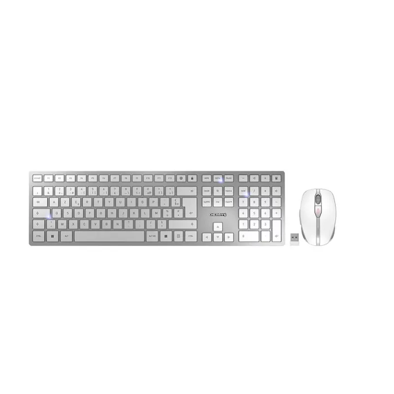 CHERRY DW 9100 slim tastiera mouse inclusi universale RF wireless + Bluetooth AZERTY francese argento