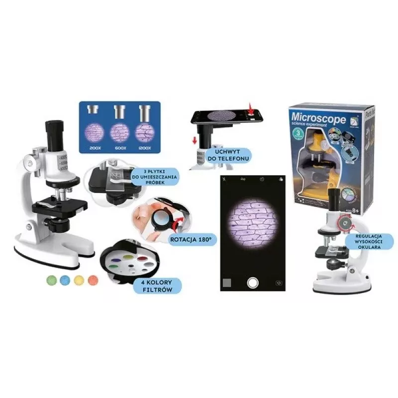 Microscopio Ascato 124582, ingrandimento 40x, illuminazione LED, microscopio didattico e da laboratorio