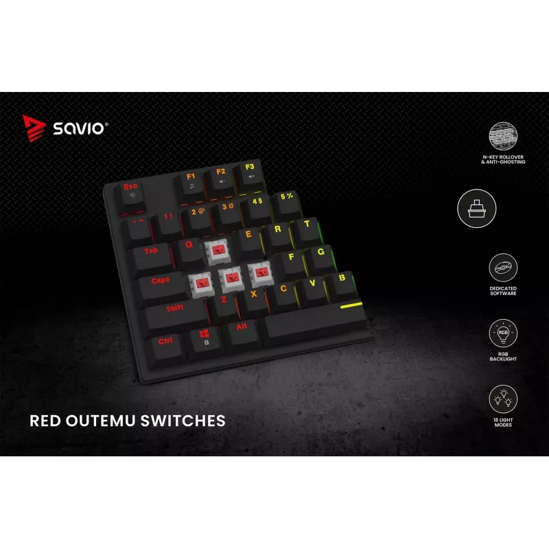Tastiera meccanica RGB Tempest X2 Outemu Red Savio Savgk-tempest X2 Red