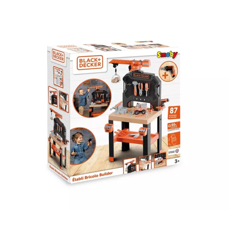 Giocattolo officina per bambini SMOBY Bricolo Builder 7600360741 – Set di attrezzi da costruzione per giochi di ruolo