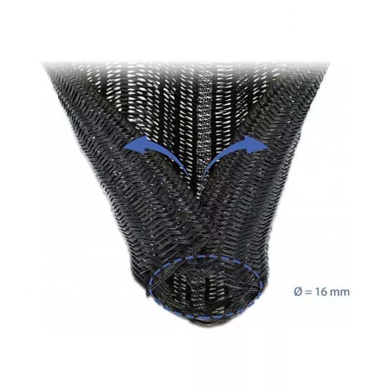 Guaina intrecciata DeLOCK 19033 10 m x 16 mm nero