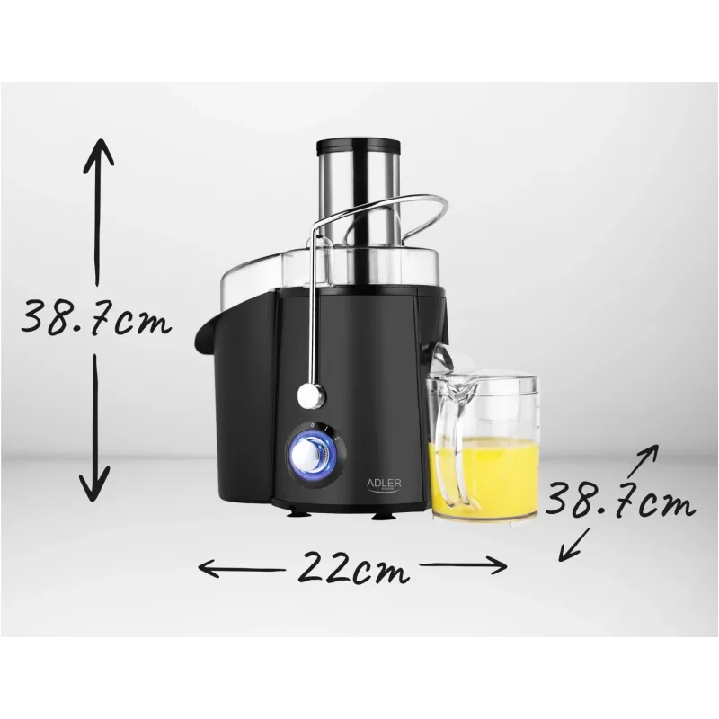 Estrattore centrifugo Adler AD 4127 — 1000 W, nero, contenitore per succo, 3,9 kg