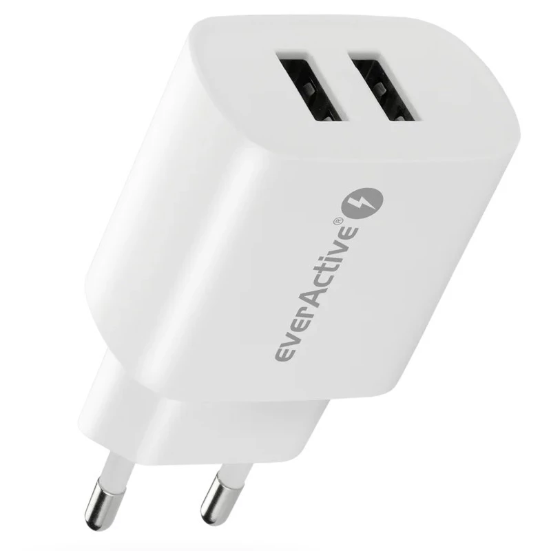 CARICABATTERIE TELEFONO 2X USB 2, 4A 12W BIANCO