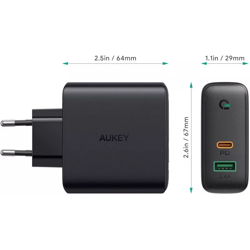 Caricatore da parete PA-D3 2xUSB Power Delivery (1xUSB+1xUSB C) 5,4A 60W Dynamic Detect
