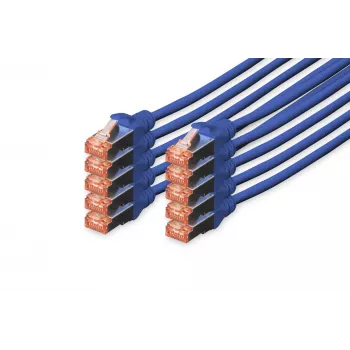 DIGITUS Cavo patch CAT6 S/FTP, 0,25 m, blu, confezione da 10